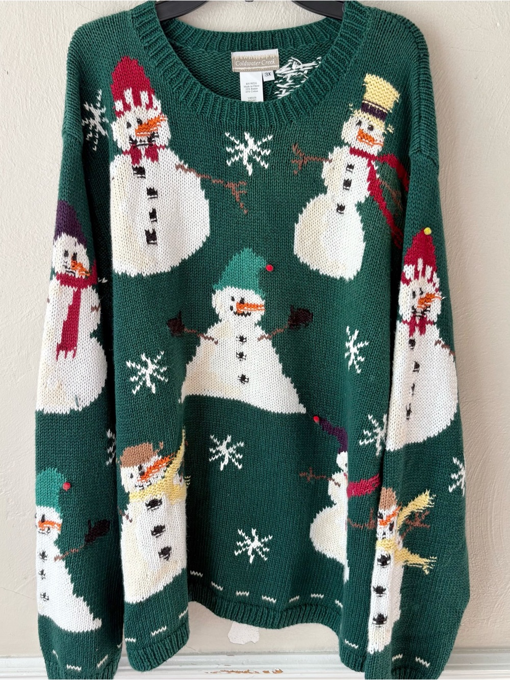 Vintage Chunky Knit Snowman Christmas Sweater
